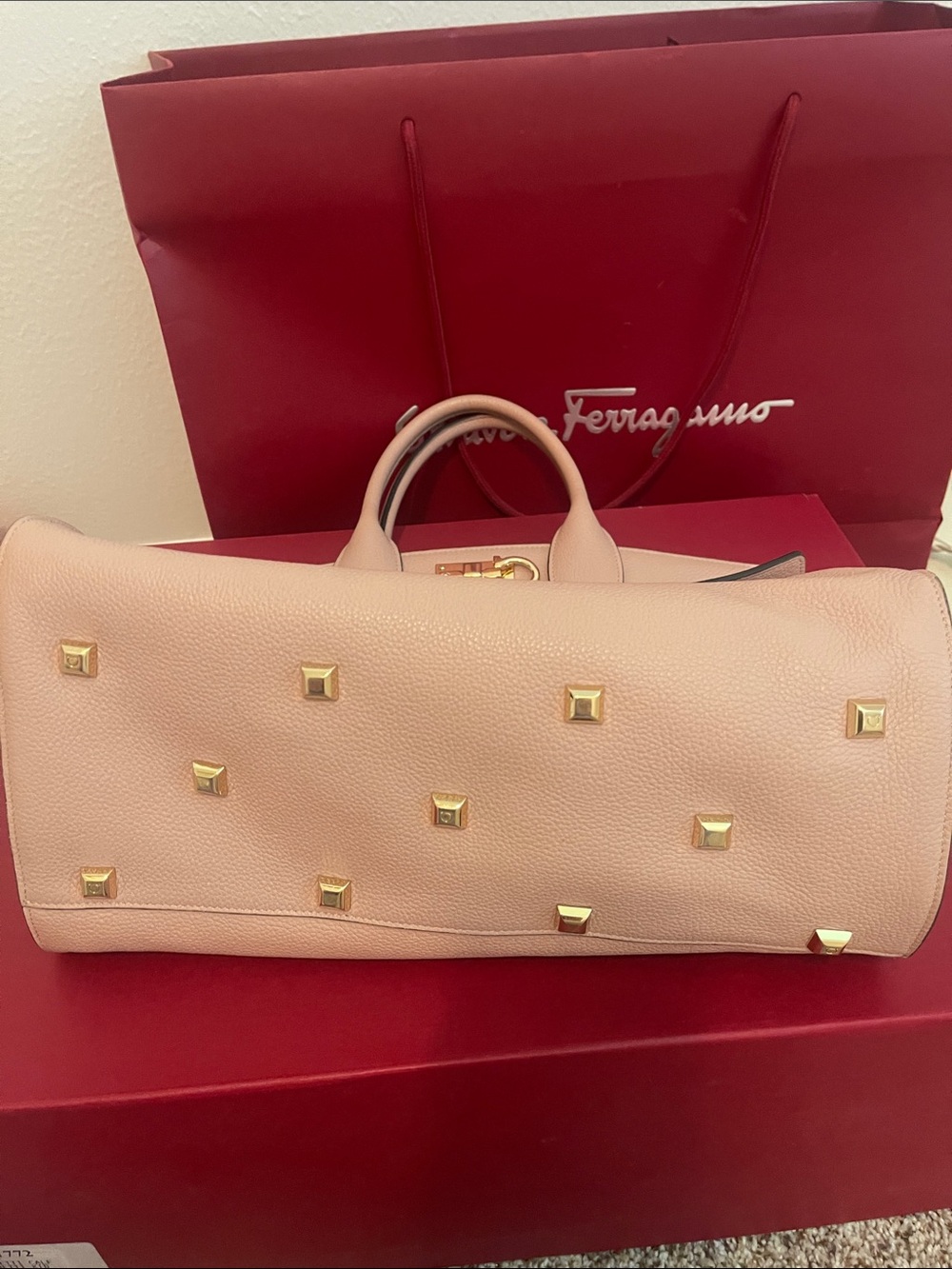 Salvatore Ferragamo Blush Pink Leather Top-Handle Satchel - Picture 3 of 10